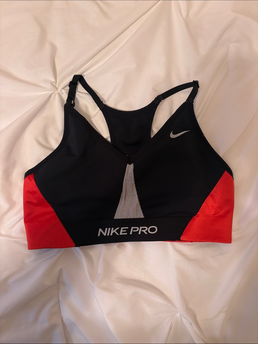 Nike Women's Black and Red Nike Pro Performance Sports Bra